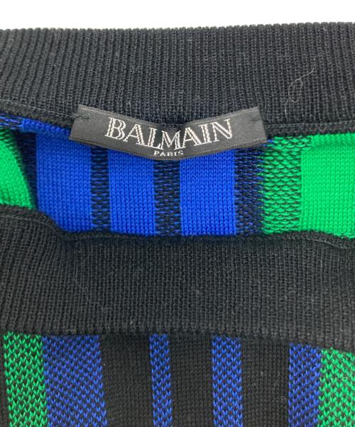 BALMAIN（バルマン）BALMAIN (バルマン) ストライプニット ブラック サイズ:Sの古着・服飾アイテム