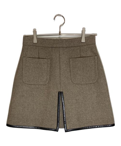 CELINE（セリーヌ）CELINE (セリーヌ) レザーパイピングウールスカート ベージュ サイズ:SIZE S (36)の古着・服飾アイテム