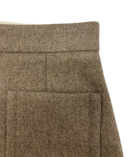 CELINE（セリーヌ）CELINE (セリーヌ) レザーパイピングウールスカート ベージュ サイズ:SIZE S (36)の古着・服飾アイテム