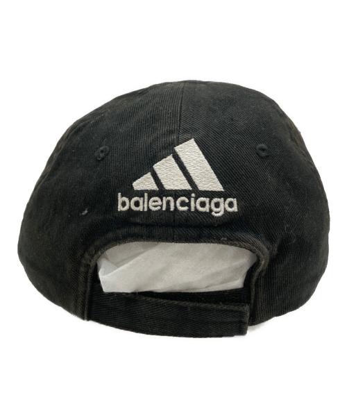 BALENCIAGA（バレンシアガ）BALENCIAGA (バレンシアガ) adidas (アディダス) ロゴストライプベースボールキャップ ブラック サイズ:SIZE L(59cm)の古着・服飾アイテム