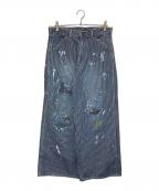 JOURNAL STANDARDジャーナルスタンダード）の古着「ヒッコリー バギー ワーク パンツ」｜インディゴ×ホワイト