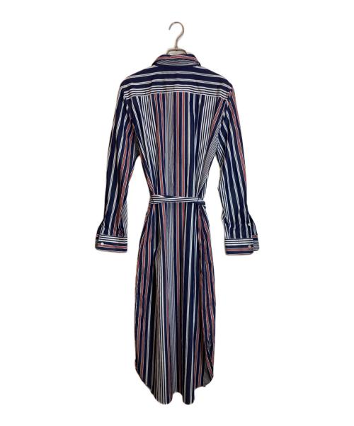 LAUREN RALPH LAUREN（ローレンラルフローレン）LAUREN RALPH LAUREN (ローレンラルフローレン) ストライプシャツワンピース ホワイト×ネイビー サイズ:10の古着・服飾アイテム