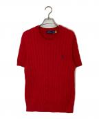 POLO RALPH LAURENポロ・ラルフローレン）の古着「S/Sケーブルニット」｜レッド