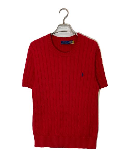 POLO RALPH LAUREN（ポロ・ラルフローレン）POLO RALPH LAUREN (ポロ・ラルフローレン) S/Sケーブルニット レッド サイズ:Lの古着・服飾アイテム