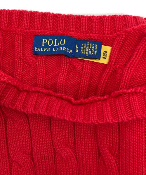 POLO RALPH LAUREN（ポロ・ラルフローレン）POLO RALPH LAUREN (ポロ・ラルフローレン) S/Sケーブルニット レッド サイズ:Lの古着・服飾アイテム