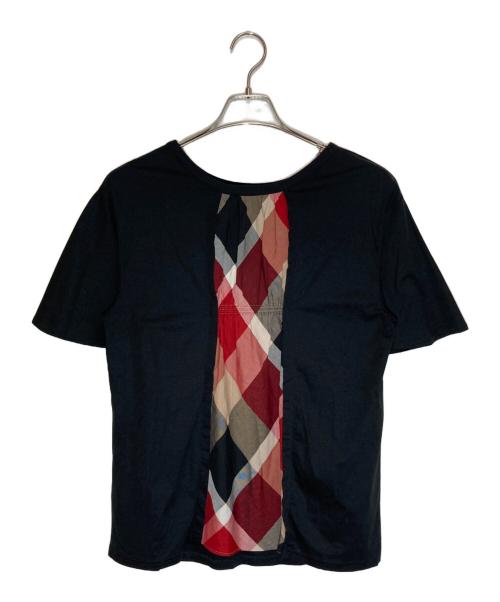 BLUE LABEL CRESTBRIDGE（ブルーレーベルクレストブリッジ）BLUE LABEL CRESTBRIDGE (ブルーレーベルクレストブリッジ) 後ろチェック切替えカットソー ブラック サイズ:38の古着・服飾アイテム