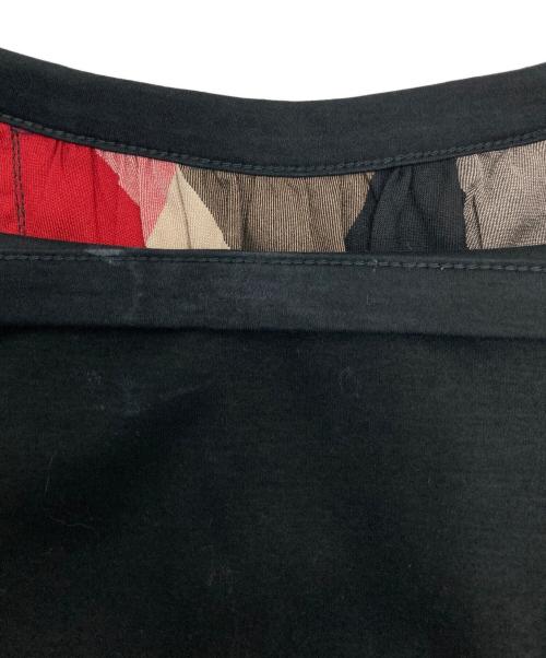 BLUE LABEL CRESTBRIDGE（ブルーレーベルクレストブリッジ）BLUE LABEL CRESTBRIDGE (ブルーレーベルクレストブリッジ) 後ろチェック切替えカットソー ブラック サイズ:38の古着・服飾アイテム