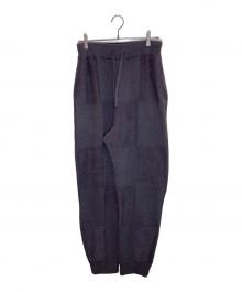 YOKE（ヨーク）の古着「BLOCK CHECKED KNIT PANTS」｜ダスティパープル