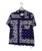 Needles×NOMA t.d.ニードルズ×ノーマティーディー）の古着「カットオフ総柄オープンカラーシャツ」｜パープル