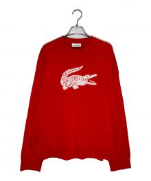 LACOSTE（ラコステ）の古着「ワニデザインクルーネックセーター」｜レッド