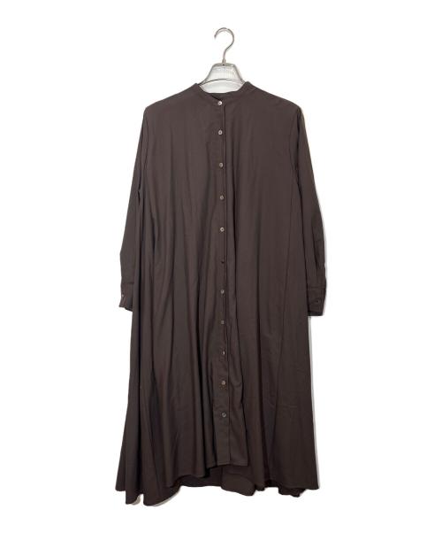 mizuiro-ind（ミズイロインド）mizuiro-ind (ミズイロインド) バンドカラーシャツワンピース ブラウン サイズ:-の古着・服飾アイテム