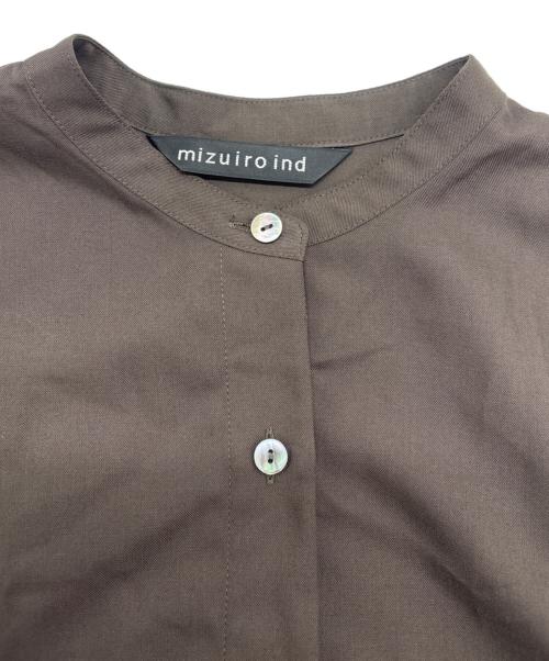 mizuiro-ind（ミズイロインド）mizuiro-ind (ミズイロインド) バンドカラーシャツワンピース ブラウン サイズ:-の古着・服飾アイテム