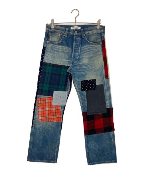 JUNYA WATANABE COMME des GARCONS（(ジュンヤワタナベ コムデギャルソン）JUNYA WATANABE COMME des GARCONS ((ジュンヤワタナベ コムデギャルソン) 異素材パッチワークデニムパンツ インディゴ サイズ:Sの古着・服飾アイテム