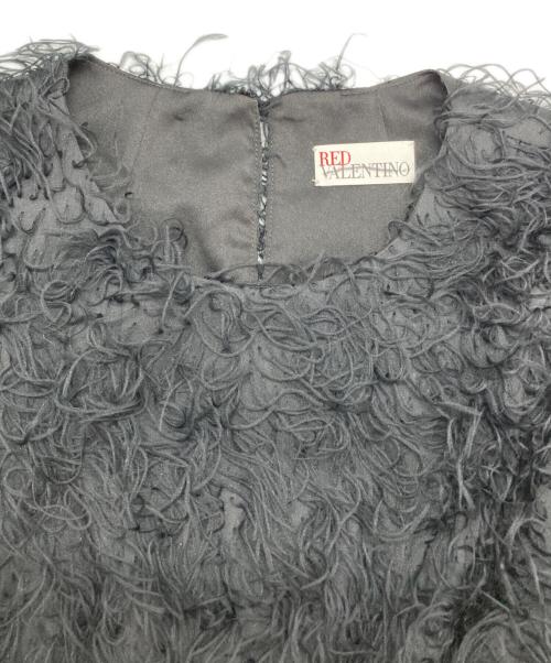 RED VALENTINO（レッドヴァレンティノ）RED VALENTINO (レッドヴァレンティノ) ファーワンピース ブラック サイズ:38の古着・服飾アイテム