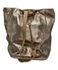 JIMMY CHOO（ジミーチュウ）の古着「エコー 2WAY シャイニーショルダーバッグ」｜ベージュ×ブラウン