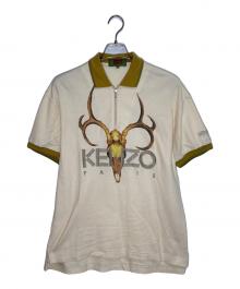 KENZO GOLF（ケンゾー ゴルフ）の古着「ハーフジップロゴポロシャツ」｜ベージュ