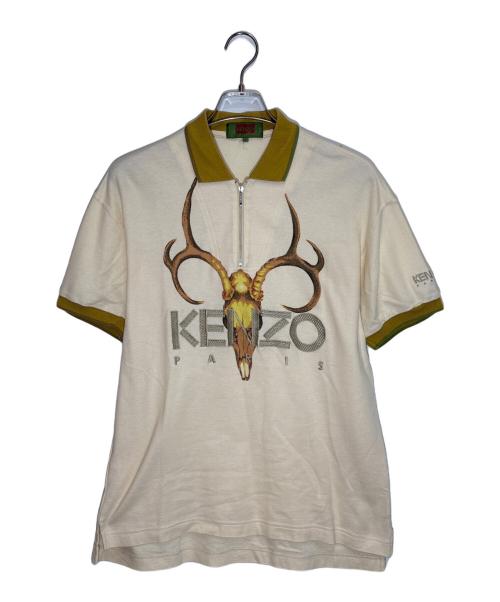 KENZO GOLF（ケンゾー ゴルフ）KENZO GOLF (ケンゾー ゴルフ) ハーフジップロゴポロシャツ ベージュ サイズ:3の古着・服飾アイテム