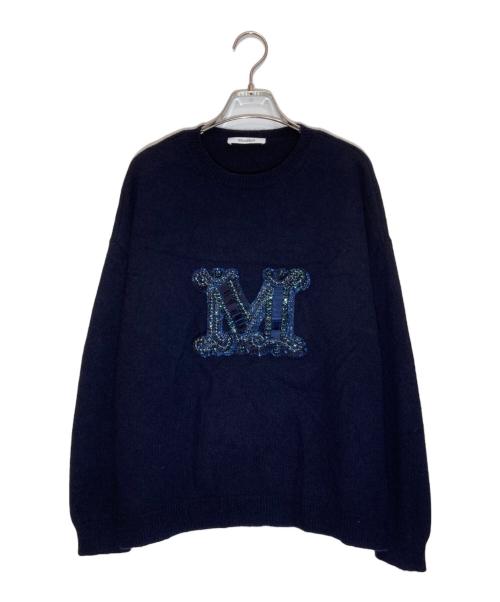 MaxMara（マックスマーラ）MaxMara (マックスマーラ) VICOLO ビジューウールカシミヤニット ネイビー サイズ:Ⅿの古着・服飾アイテム