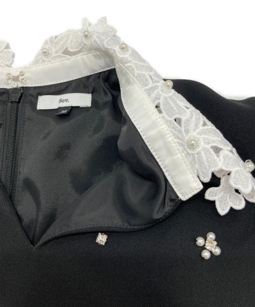 Sov.（ソブ）Sov. (ソブ) ビジュー+パールブラウス ブラック サイズ:38の古着・服飾アイテム