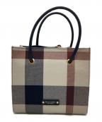 BLUE LABEL CRESTBRIDGEブルーレーベルクレストブリッジ）の古着「2WAYハンドバッグ」｜ベージュ×ネイビー