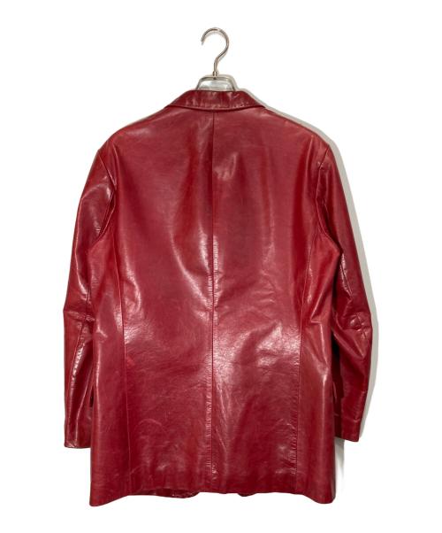 Yohji Yamamoto pour homme（ヨウジヤマモト プールオム）Yohji Yamamoto pour homme (ヨウジヤマモト プールオム) レザーテーラードジャケット レッド サイズ:2の古着・服飾アイテム