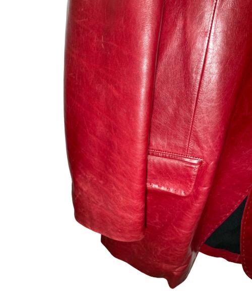 Yohji Yamamoto pour homme（ヨウジヤマモト プールオム）Yohji Yamamoto pour homme (ヨウジヤマモト プールオム) レザーテーラードジャケット レッド サイズ:2の古着・服飾アイテム