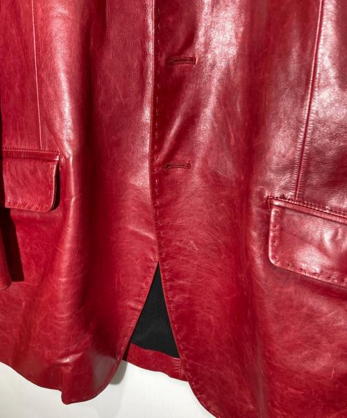 Yohji Yamamoto pour homme（ヨウジヤマモト プールオム）Yohji Yamamoto pour homme (ヨウジヤマモト プールオム) レザーテーラードジャケット レッド サイズ:2の古着・服飾アイテム