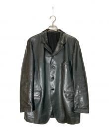 Yohji Yamamoto pour homme（ヨウジヤマモト プールオム）の古着「レザーテーラードジャケット」｜ブラック×グリーン