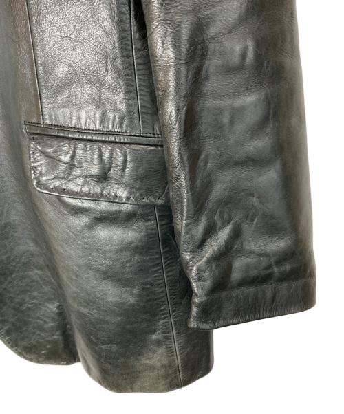 Yohji Yamamoto pour homme（ヨウジヤマモト プールオム）Yohji Yamamoto pour homme (ヨウジヤマモト プールオム) レザーテーラードジャケット ブラック×グリーン サイズ:2の古着・服飾アイテム