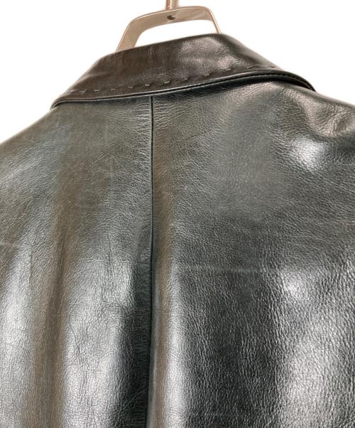 Yohji Yamamoto pour homme（ヨウジヤマモト プールオム）Yohji Yamamoto pour homme (ヨウジヤマモト プールオム) レザーテーラードジャケット ブラック×グリーン サイズ:2の古着・服飾アイテム