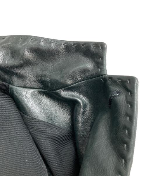 Yohji Yamamoto pour homme（ヨウジヤマモト プールオム）Yohji Yamamoto pour homme (ヨウジヤマモト プールオム) レザーテーラードジャケット ブラック×グリーン サイズ:2の古着・服飾アイテム