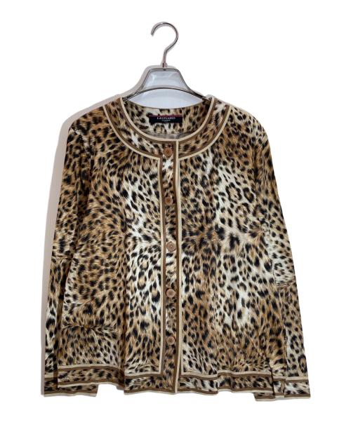 LEONARD（レオナール）LEONARD (レオナール) レオパード柄カーディガン ブラウン×ブラック サイズ:Lの古着・服飾アイテム