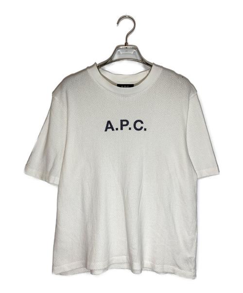 A.P.C.（アーペーセー）A.P.C. (アーペーセー) ロゴメッシュカットソー ホワイト サイズ:Sの古着・服飾アイテム