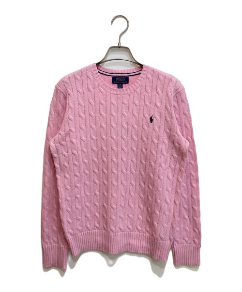 POLO RALPH LAUREN（ポロ・ラルフローレン）POLO RALPH LAUREN (ポロ・ラルフローレン) コットンケーブルニット ピンク サイズ:SIZE L（14-16） 未使用品の古着・服飾アイテム