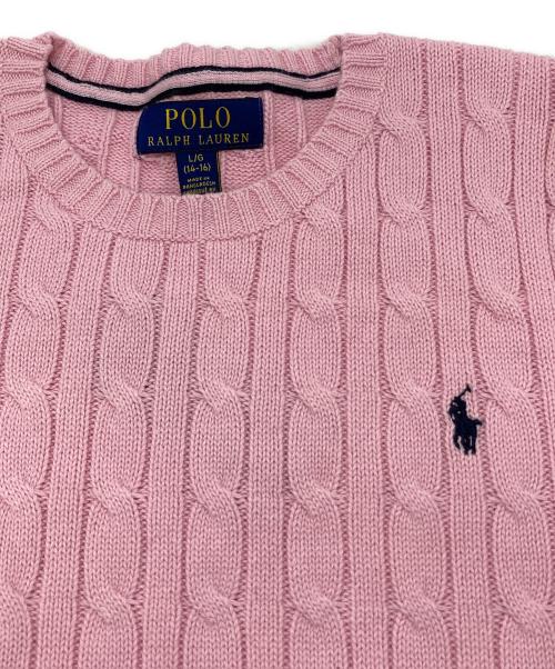 POLO RALPH LAUREN（ポロ・ラルフローレン）POLO RALPH LAUREN (ポロ・ラルフローレン) コットンケーブルニット ピンク サイズ:SIZE L（14-16） 未使用品の古着・服飾アイテム