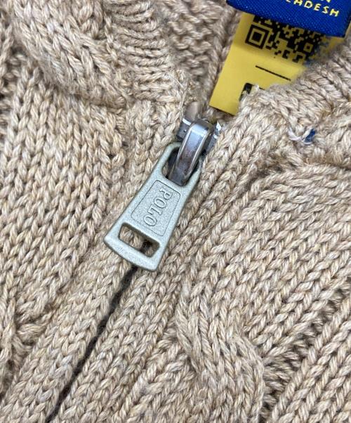 POLO RALPH LAUREN（ポロ・ラルフローレン）POLO RALPH LAUREN (ポロ・ラルフローレン) ケーブルニットパーカー ベージュ サイズ:SIZE L（14-16）の古着・服飾アイテム