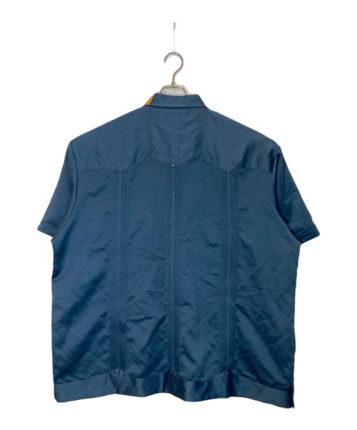 CAMPOS（-）CAMPOS (-) エコレザー切替キューバシャツ ブルー サイズ:50の古着・服飾アイテム