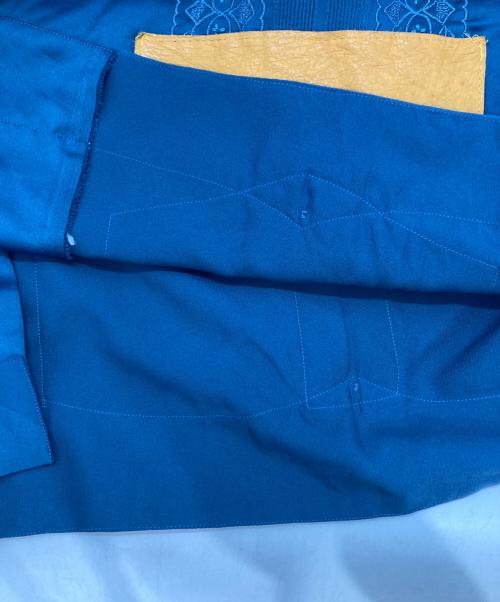 CAMPOS（-）CAMPOS (-) エコレザー切替キューバシャツ ブルー サイズ:50の古着・服飾アイテム