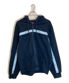 SUPREME（シュプリーム）の古着「Text Stripe Zip Up Hooded Sweatshirt」｜ネイビー