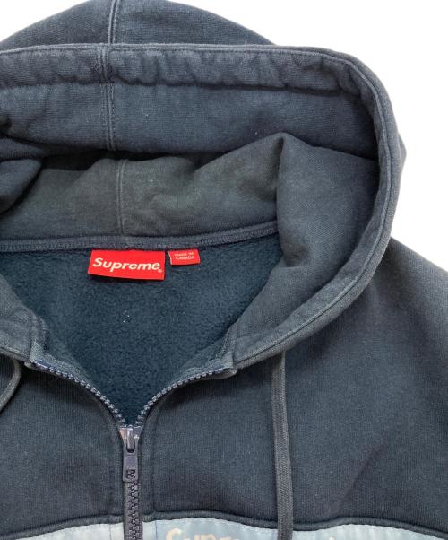 SUPREME（シュプリーム）Supreme (シュプリーム) Text Stripe Zip Up Hooded Sweatshirt ネイビー サイズ:Lの古着・服飾アイテム