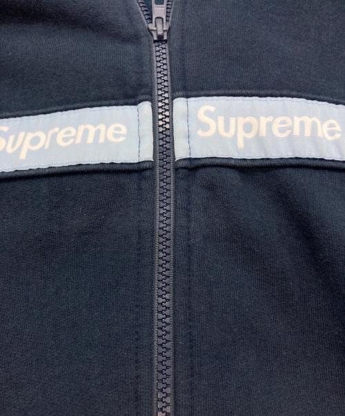 SUPREME（シュプリーム）Supreme (シュプリーム) Text Stripe Zip Up Hooded Sweatshirt ネイビー サイズ:Lの古着・服飾アイテム