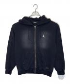X-LARGEエクストララージ）の古着「FADED WAFFLE ZIP UP HOODED SWEATSHIRT」｜ブラック