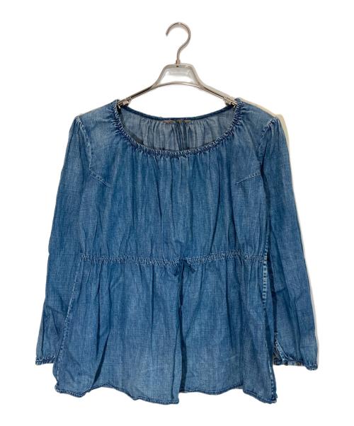 45R（フォーティファイブ・アール）45R (フォーティファイブ・アール) デニムギャザーブラウス ブルー サイズ:1の古着・服飾アイテム