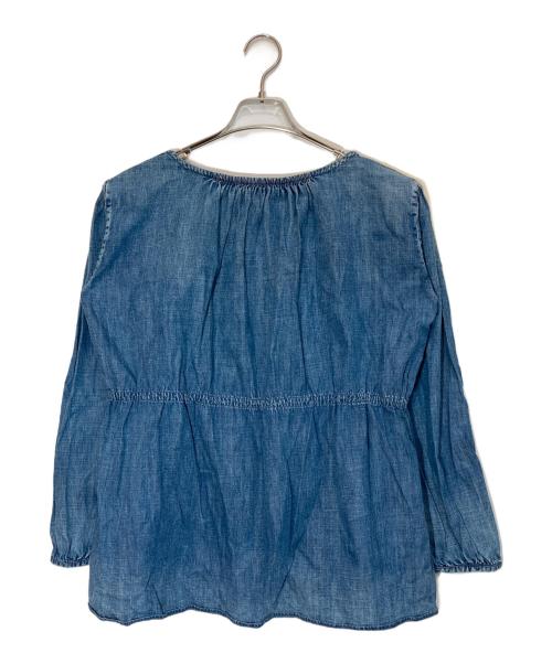 45R（フォーティファイブ・アール）45R (フォーティファイブ・アール) デニムギャザーブラウス ブルー サイズ:1の古着・服飾アイテム