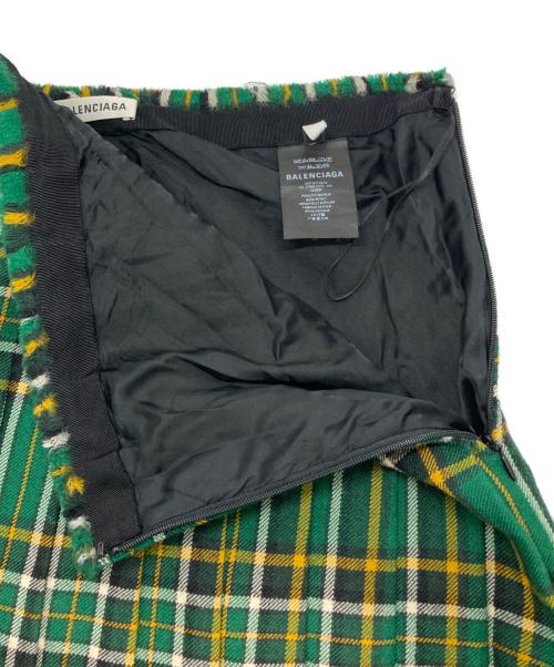 BALENCIAGA（バレンシアガ）BALENCIAGA (バレンシアガ) チェックショートスカート グリーン サイズ:38の古着・服飾アイテム