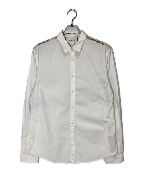 GUCCI（グッチ）GUCCI (グッチ) シルク切替シャツ ホワイト サイズ:40の古着・服飾アイテム