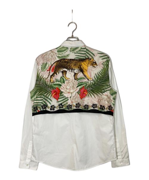 GUCCI（グッチ）GUCCI (グッチ) シルク切替シャツ ホワイト サイズ:40の古着・服飾アイテム