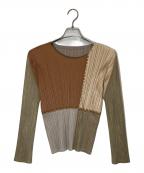 PLEATS PLEASEプリーツプリーズ）の古着「パッチワークプリーツブラウス」｜ベージュ