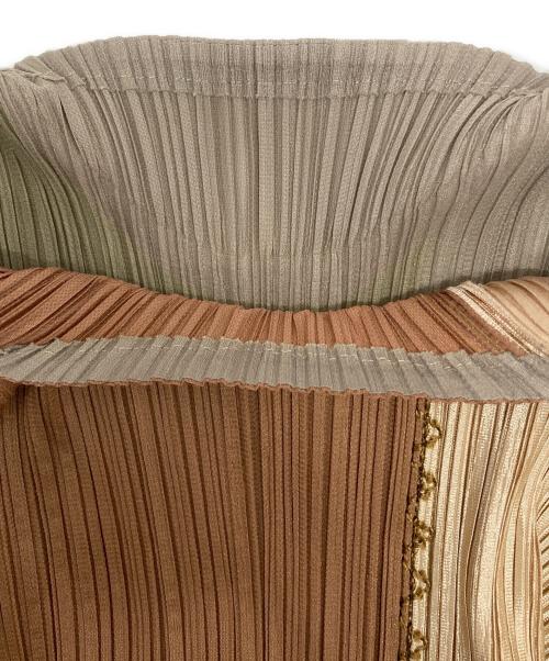 PLEATS PLEASE（プリーツプリーズ）PLEATS PLEASE (プリーツプリーズ) パッチワークプリーツブラウス ベージュ サイズ:3の古着・服飾アイテム