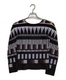 me ISSEY MIYAKE（ミーイッセイ ミヤケ）の古着「プリントプリーツブラウス」｜ブラウン